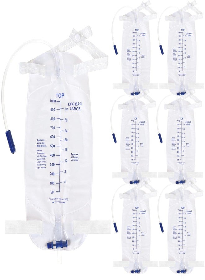 Ysglory 6Pcs Catheter Leg Bags 1000ml Urinary Drainage Bag for Men Women Urine Collection Bag Anti-Reflux Cross Valve with Cloth Straps to Attach to Your Foot - Image 1